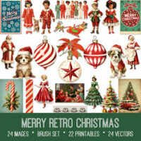vintage Merry Retro Christmas ephemera bundle