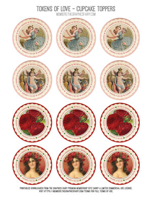 Tokens of Love assorted printable cupcake toppers
