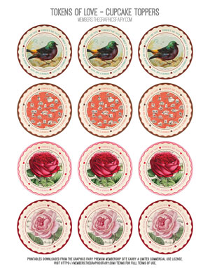 Tokens of Love assorted printable cupcake toppers