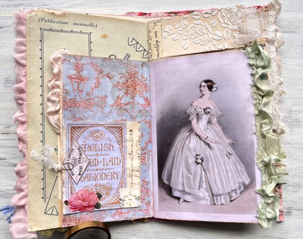 Journal spread with antique woman image