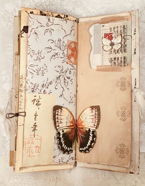 Journal spread with butterfly image