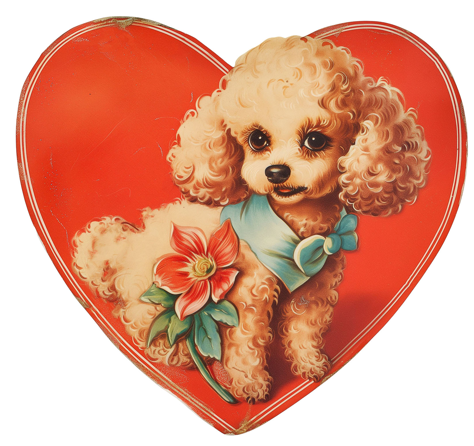 ADORABLE Vintage Valentines Day Card, Cute Colorful Graphics