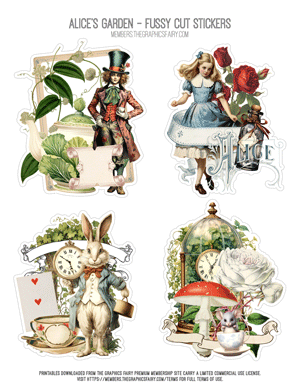 Alice's Garden Fussy Cut Stickers