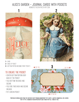 Alice's Garden printable Journal Cards with Pockets