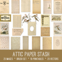 vintage Attic Paper Stash vintage ephemera bundle