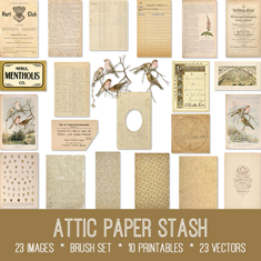 vintage Attic Paper Stash vintage ephemera bundle
