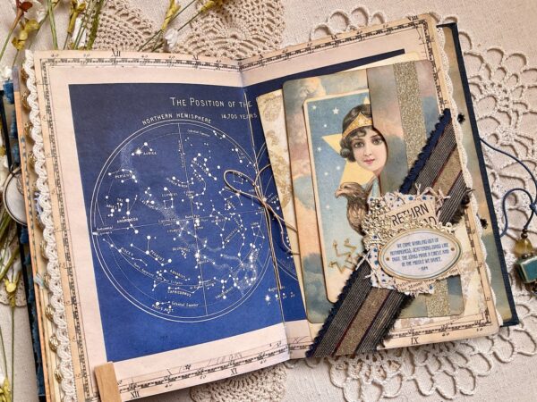 Journal page with blue star constellation map