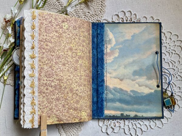Journal inside cover with cloud image