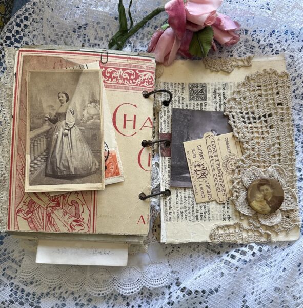 Journal page with lace doily
