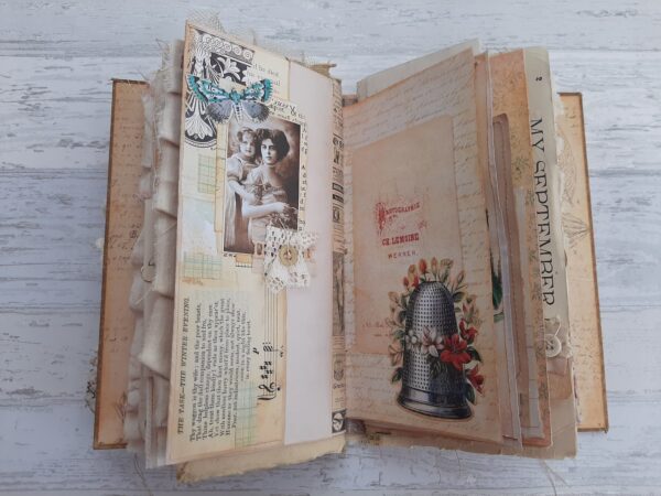 Journal spread with vintage photo of a woman