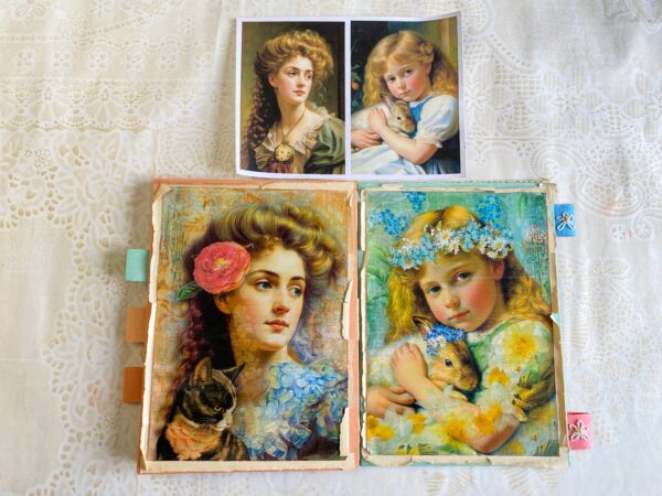 Journal covers with portraits of a woman and a girl