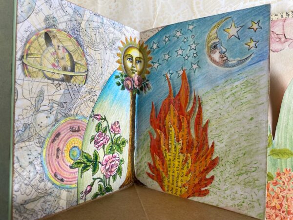 Journal page with sun and fire images