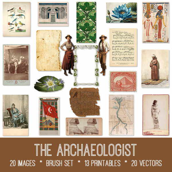 The Archaeologist ephemera vintage images