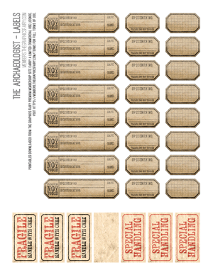 The Archaeologist assorted printable labels