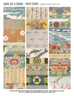 Asian Art & Design assorted printable paper strips