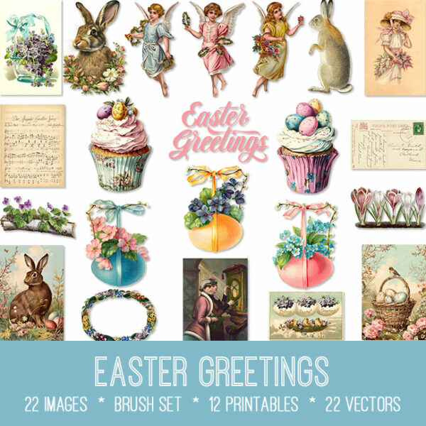 Easter Greetings ephemera vintage images