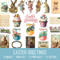 vintage Easter Greetings ephemera bundle