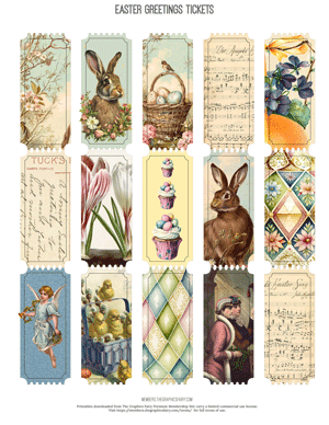 Easter Greetings assorted printable tickets