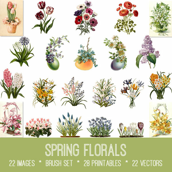 Spring Florals ephemera vintage images