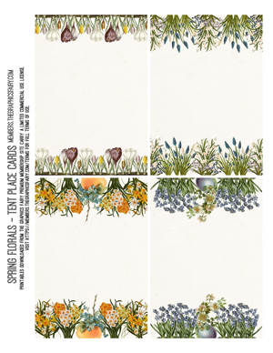 Spring Florals printable tent place cards