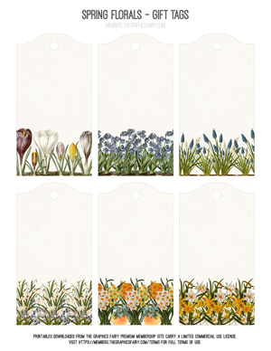 Spring Florals assorted printable gift tags