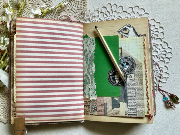Journal soread with pink and white srtipe page 