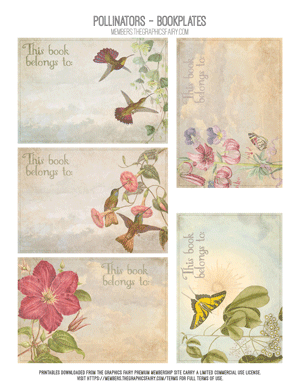 The Pollinators assorted printable bookplates