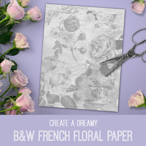 B&W French Floral Paper PSE Tutorial