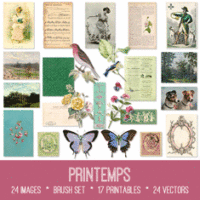 vintage Printemps ephemera bundle