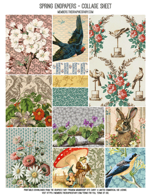 Spring Endpapers printable collage sheet