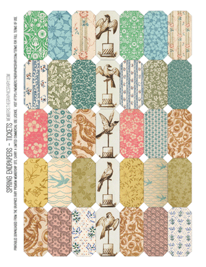 Spring Endpapers assorted printable tickets