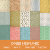 vintage Spring Endpapers ephemera bundle