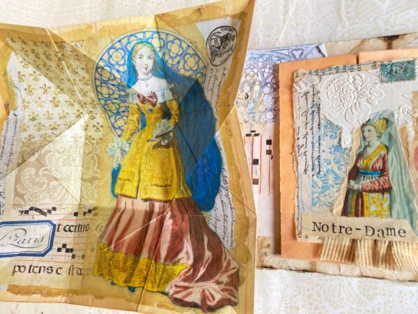 Origami page with medieval images