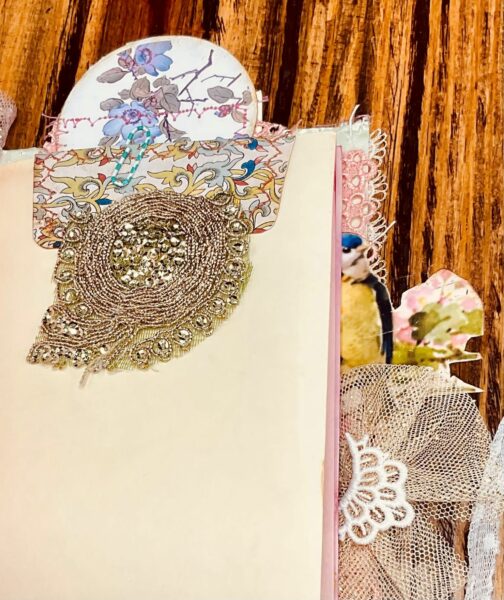 Journal page with lace pocket