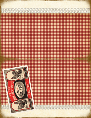 Kitchen Ephemera printable red check journal page