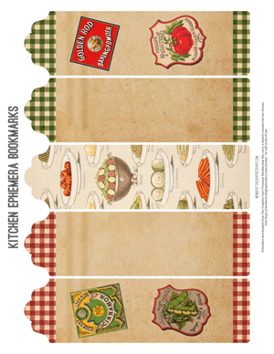 Kitchen Ephemera assorted printable bookmarks