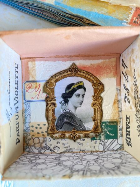 Small collaged box with portrait image