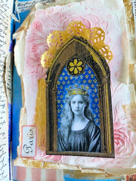 close up of queen image on journal page