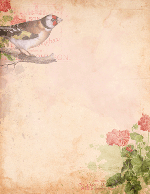 Goldfinches & Geraniums printable paper