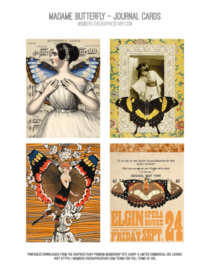 Madame Butterfly assorted printable journal cards