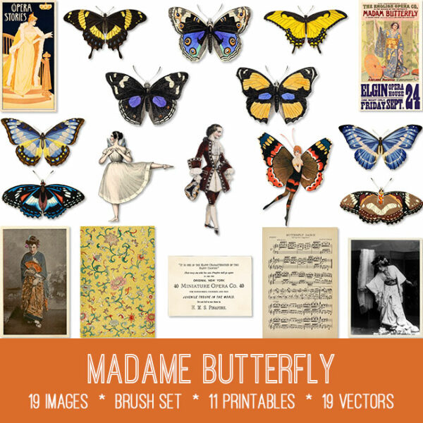 Madame Butterfly ephemera vintage images