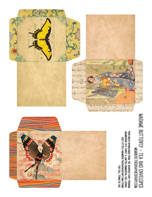 Madame Butterfly assorted printable mini Tea Bag Envelopes