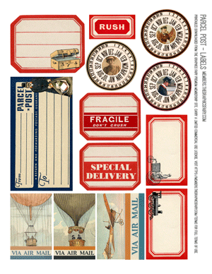 Parcel Post assorted printable collage labels