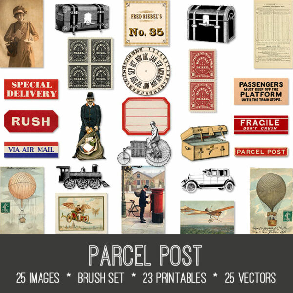 Parcel Post ephemera vintage images