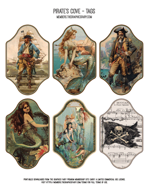 Pirate's Cove assorted printable tags