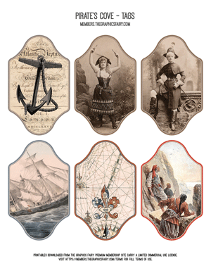 Pirate's Cove assorted printable tags