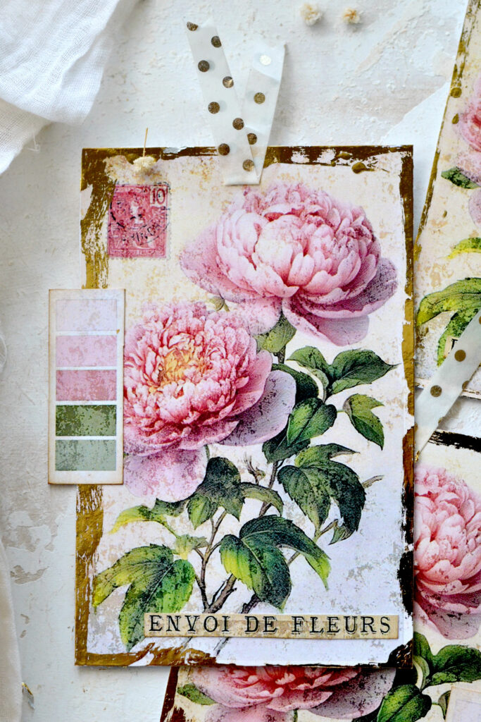 vintage peony tags with vintage color swatches