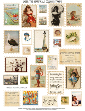 Under the Boardwalk assorted printable collage stamps