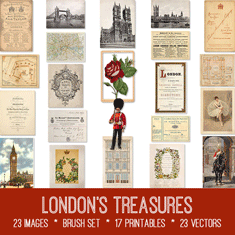 vintage London's Treasures ephemera bundle
