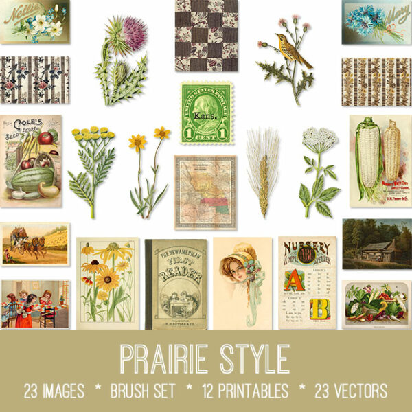 Prairie Style ephemera vintage images